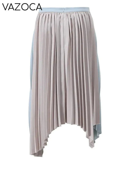 Asymmetric Contrast Pleated Blazer Skirt Set
