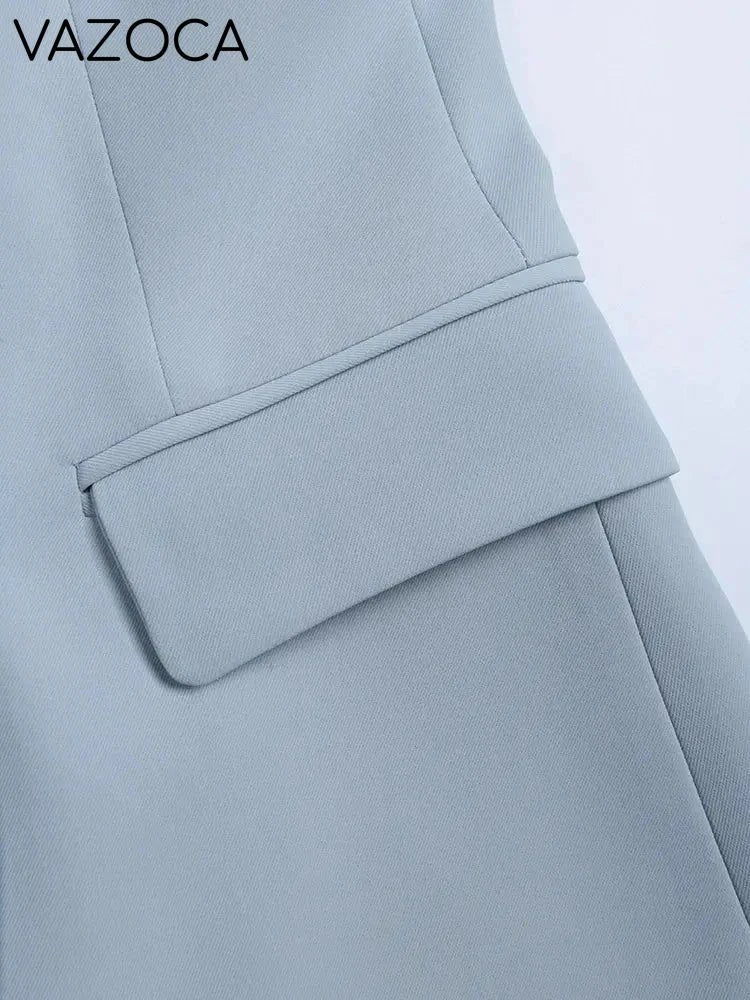 Asymmetric Contrast Pleated Blazer Skirt Set