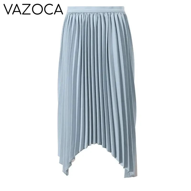 Asymmetric Contrast Pleated Blazer Skirt Set