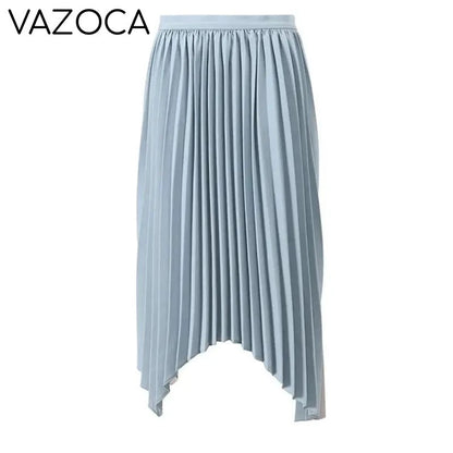 Asymmetric Contrast Pleated Blazer Skirt Set