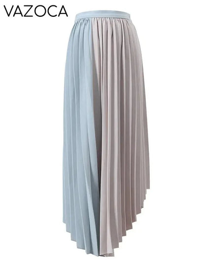 Asymmetric Contrast Pleated Blazer Skirt Set