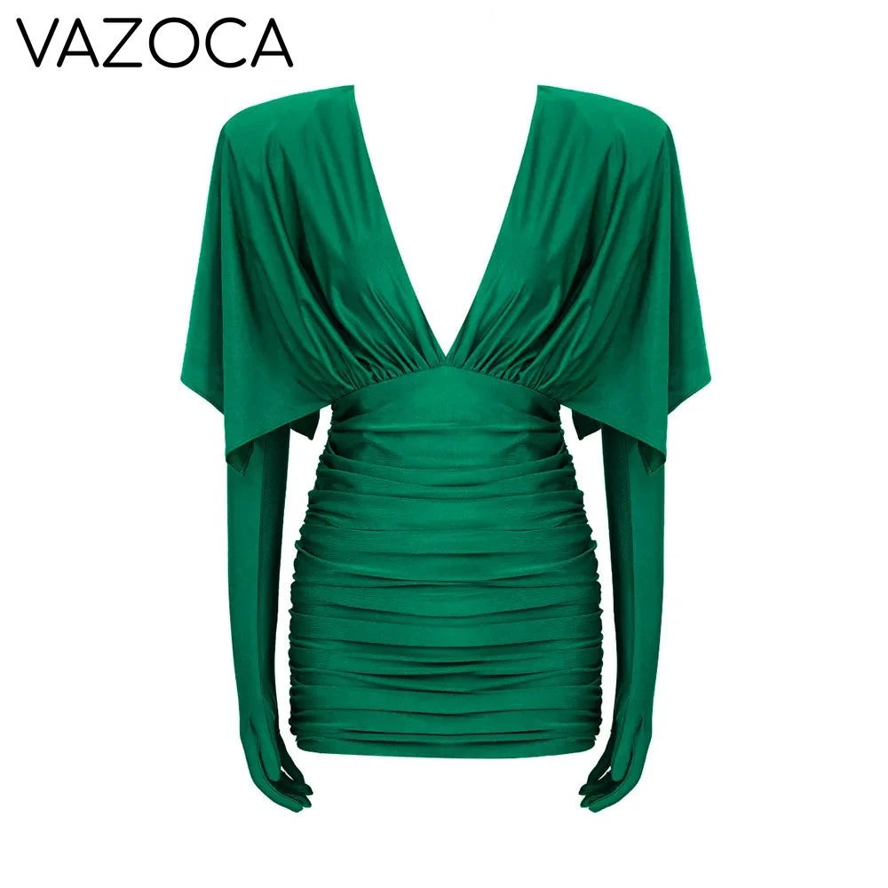 Ava Ruched Mini Dress green