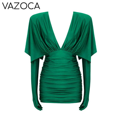 Ava Ruched Mini Dress green
