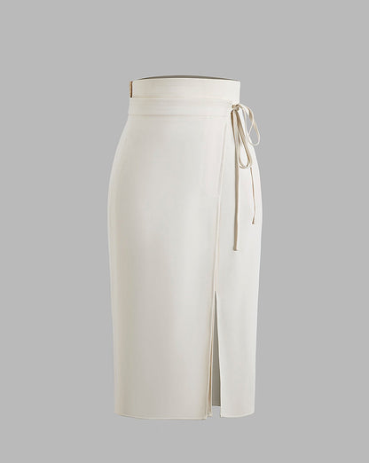 Isla Ivory Midi Skirt White