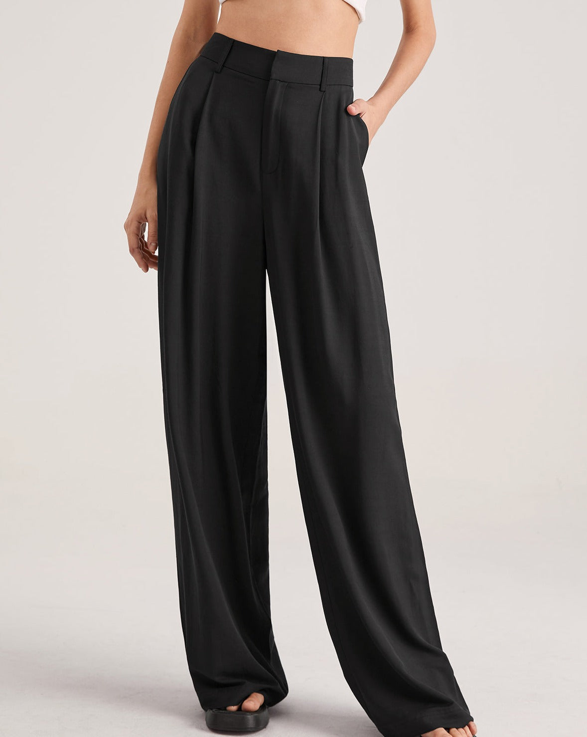 Oversized High Waisted Pleat Front Trousers