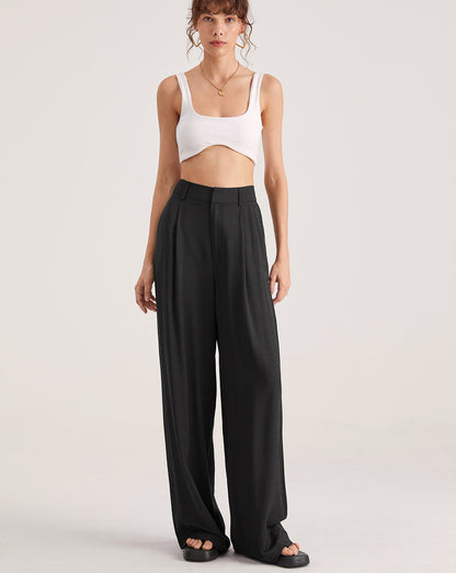 Oversized High Waisted Pleat Front Trousers