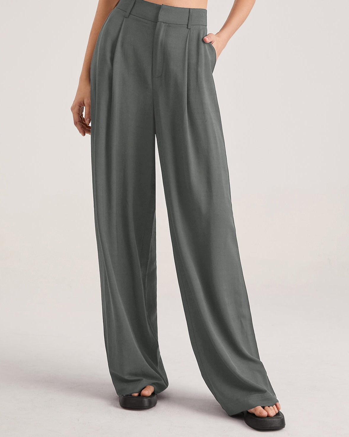 Oversized High Waisted Pleat Front Trousers