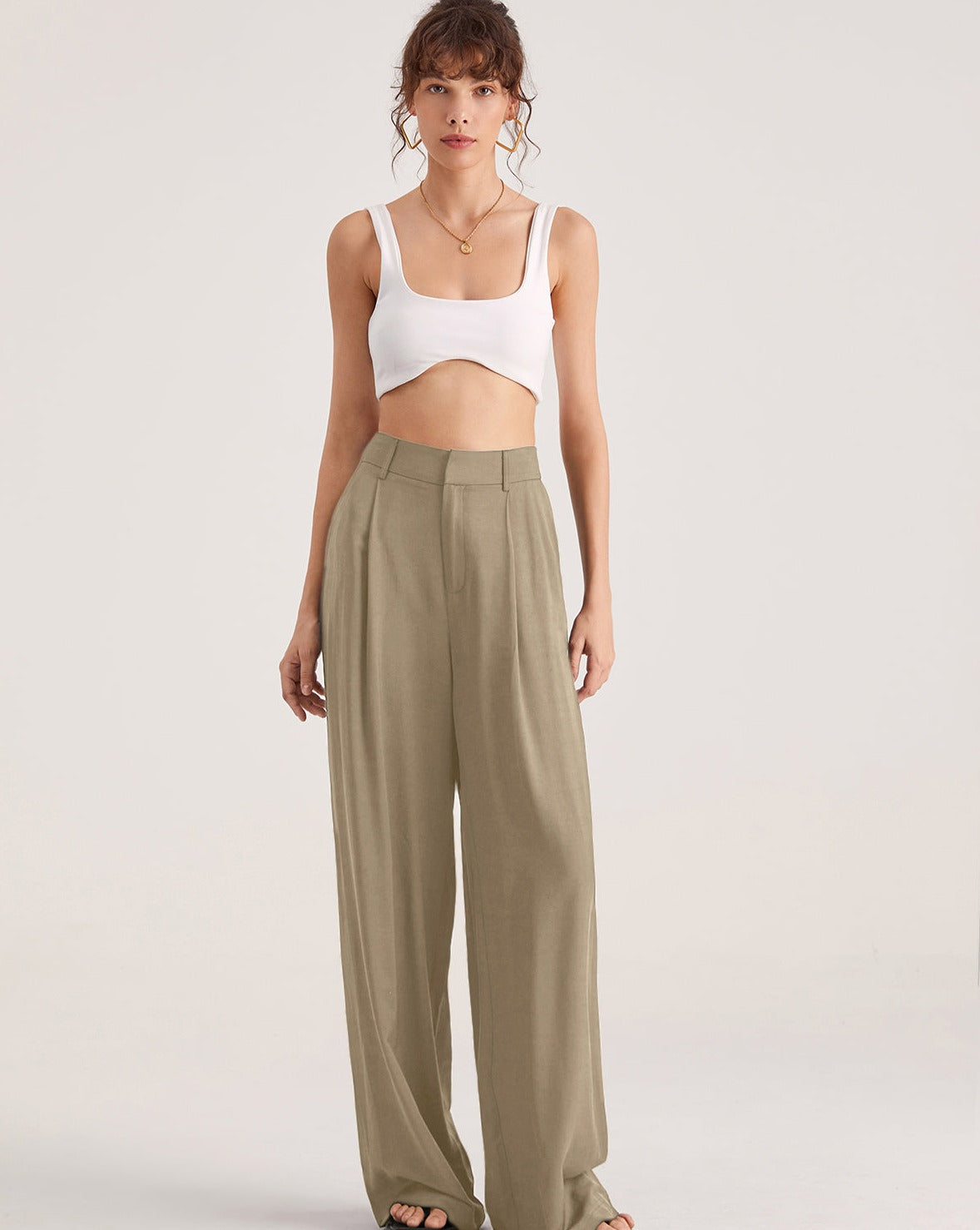 Oversized High Waisted Pleat Front Trousers