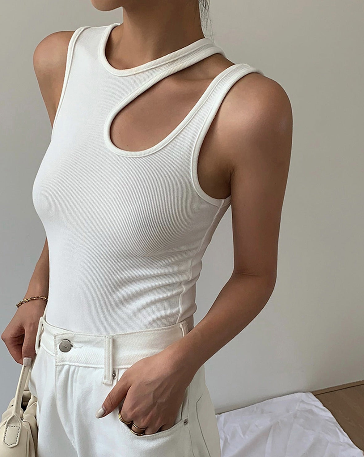 Ellis Cutout Tank Top White