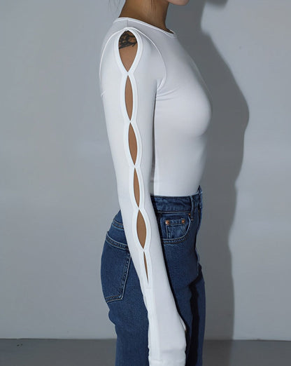 Keyhole Cutout Long Sleeve Bodysuit