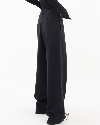 Asymmetrical Layer Button Wide Leg Dress Pants