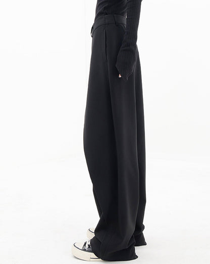 Asymmetrical Layer Button Wide Leg Dress Pants