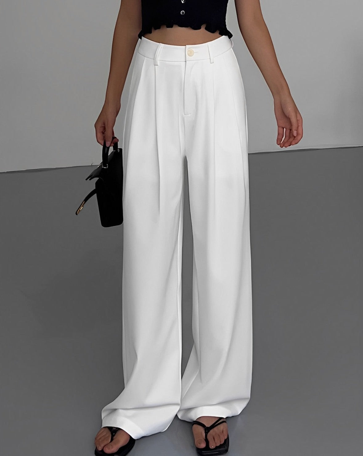 Full Length Pleated Wide Leg Dress Pants