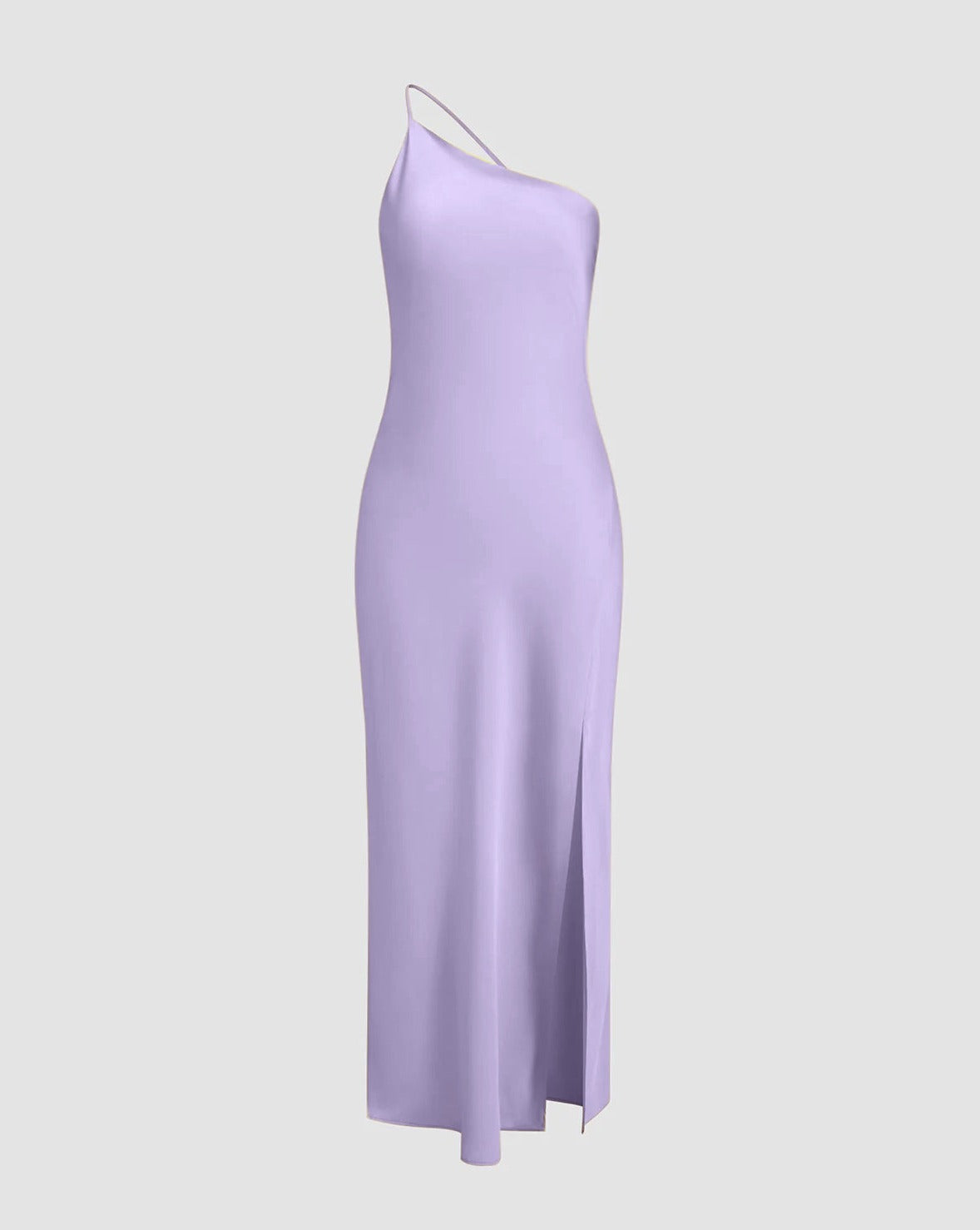 Moonlight Open Back Satin Slit Long Dress Purple