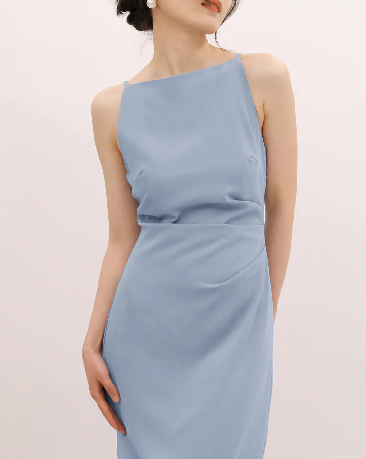 Silent Sea Boat Neck Midi Dress Blue