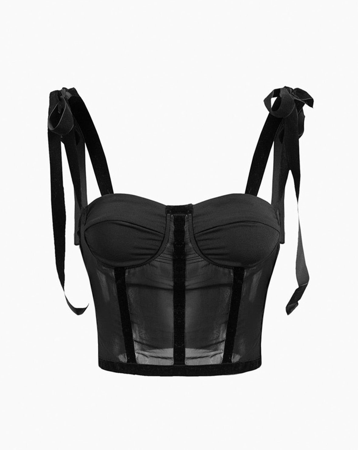 Tied Mesh Corset Crop Top