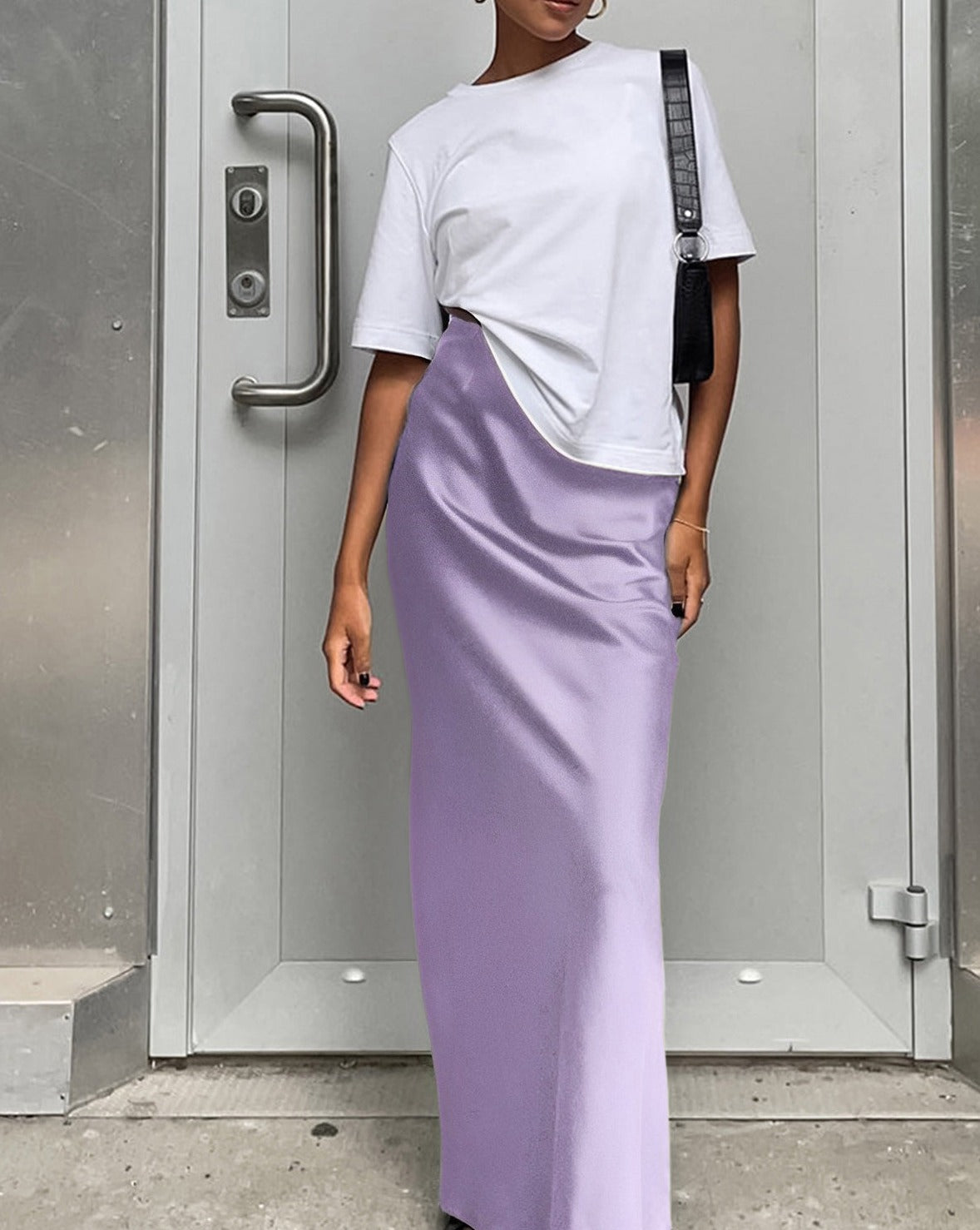 Utility Satin Maxi Skirt Purple