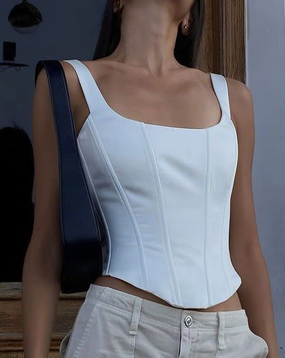 Ivory Glow Tied Crop Corset Top White