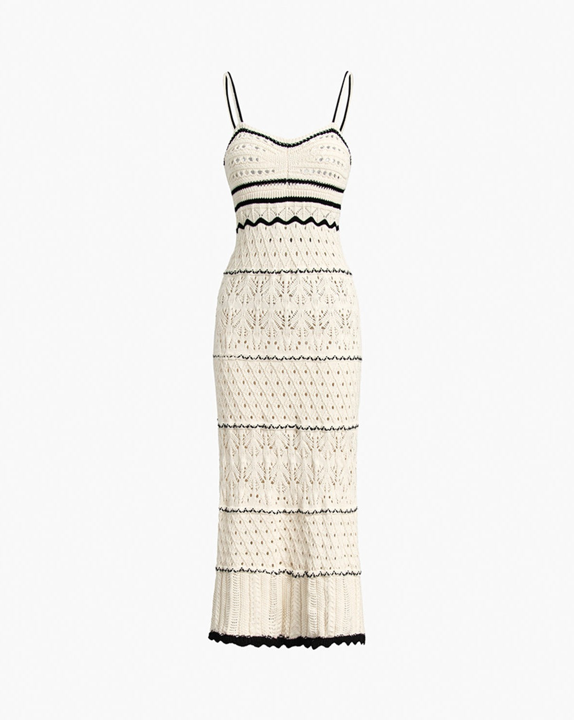 Paros Crochet Eyelet See Through Midi Dress Off-White