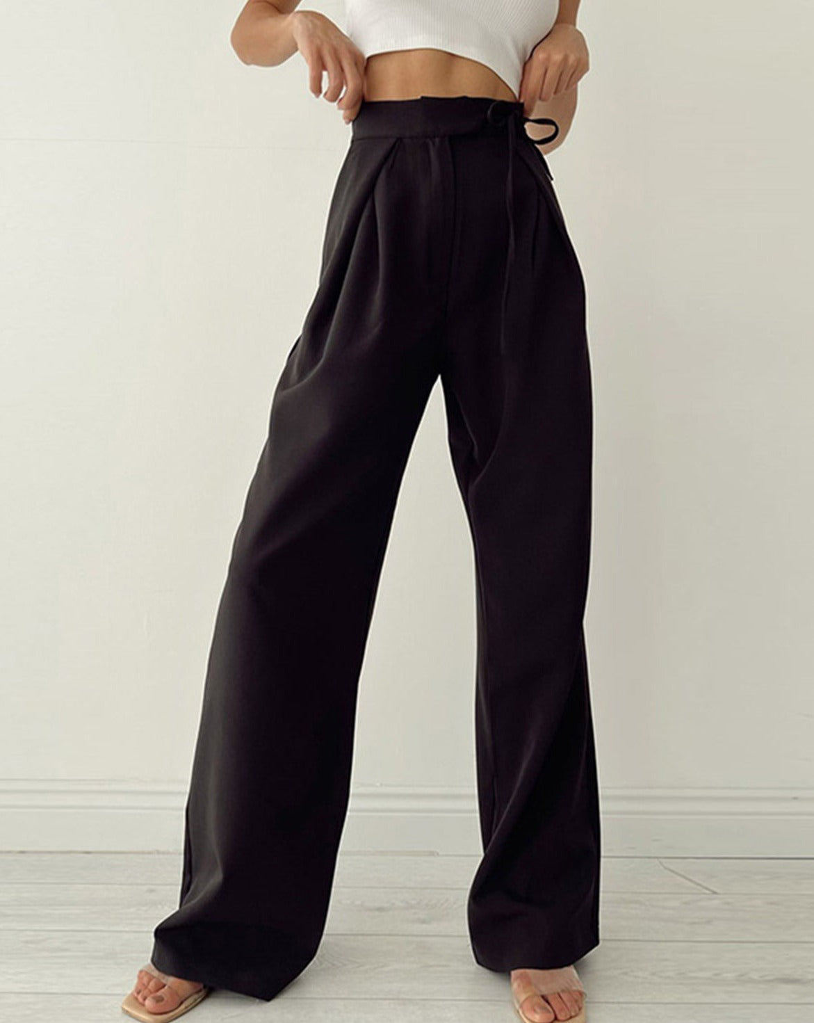 Palazzo Tied Wide Leg Dress Pants