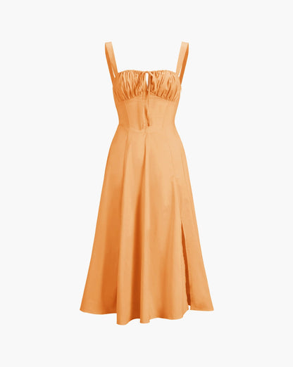 Ruched Cup Detail Long Sundress Orange