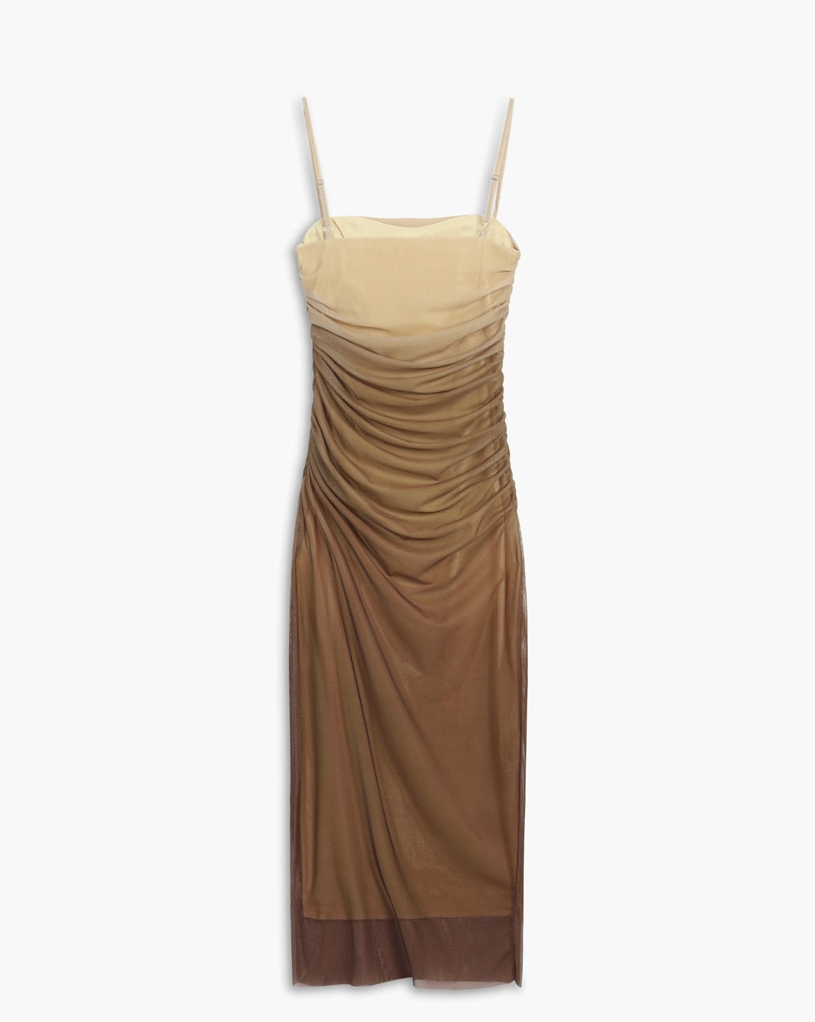 Cappuccino Ombre Mesh Zippered Long Dress