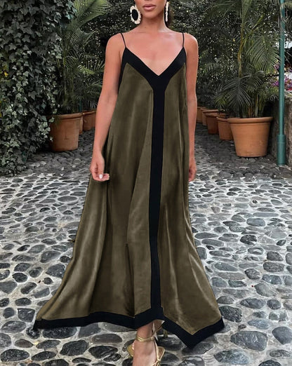 Sicily Old Money Aesthetics Slip Long Dress Green