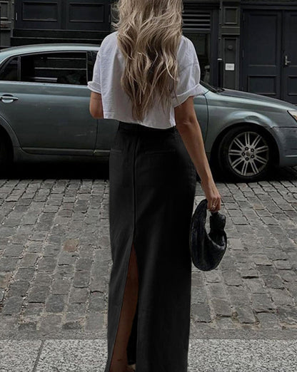 Parisian Slit Maxi Skirt Black