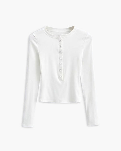 Button Down Long Sleeve Crop Shirt White