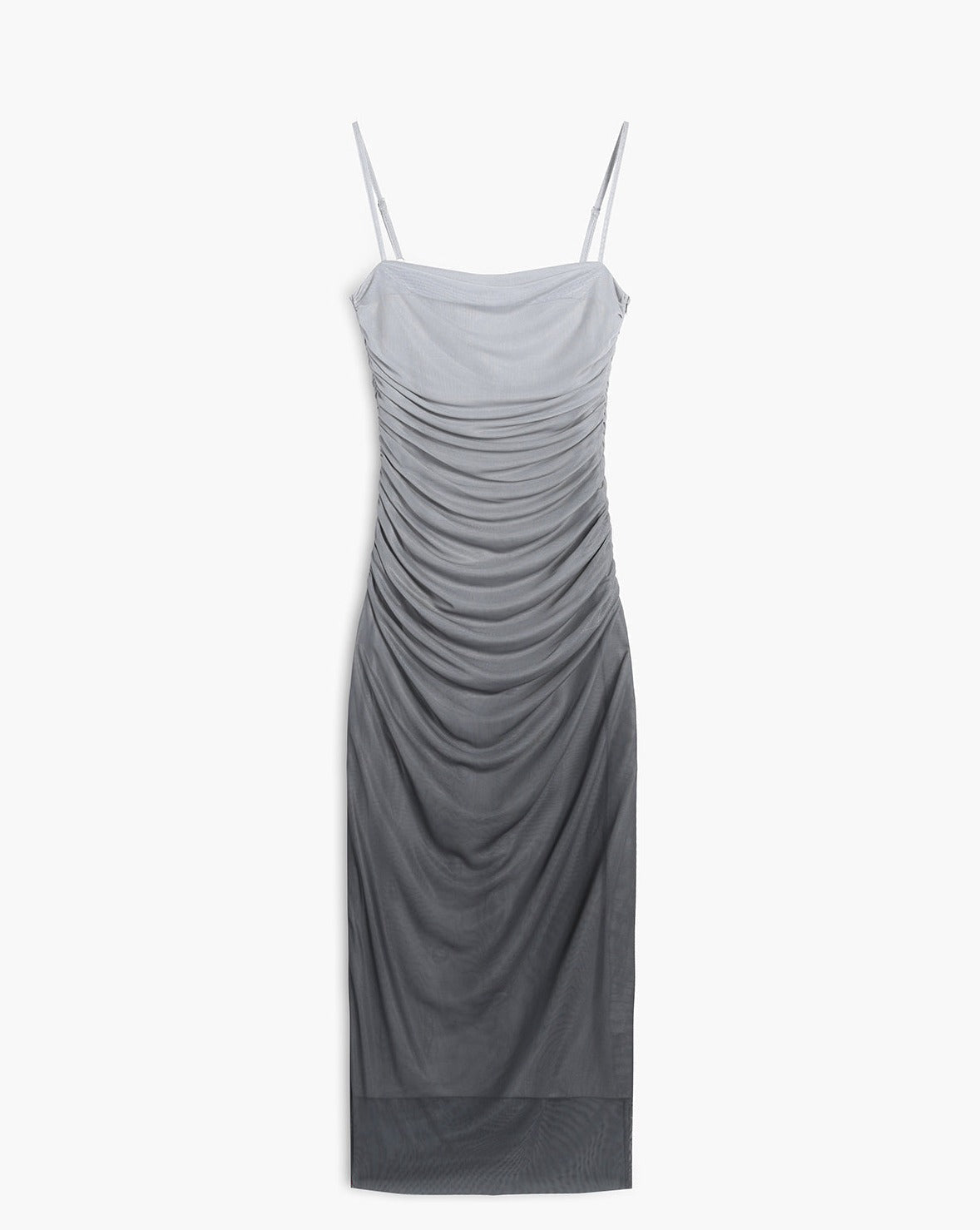 Cappuccino Ombre Mesh Zippered Long Dress Grey