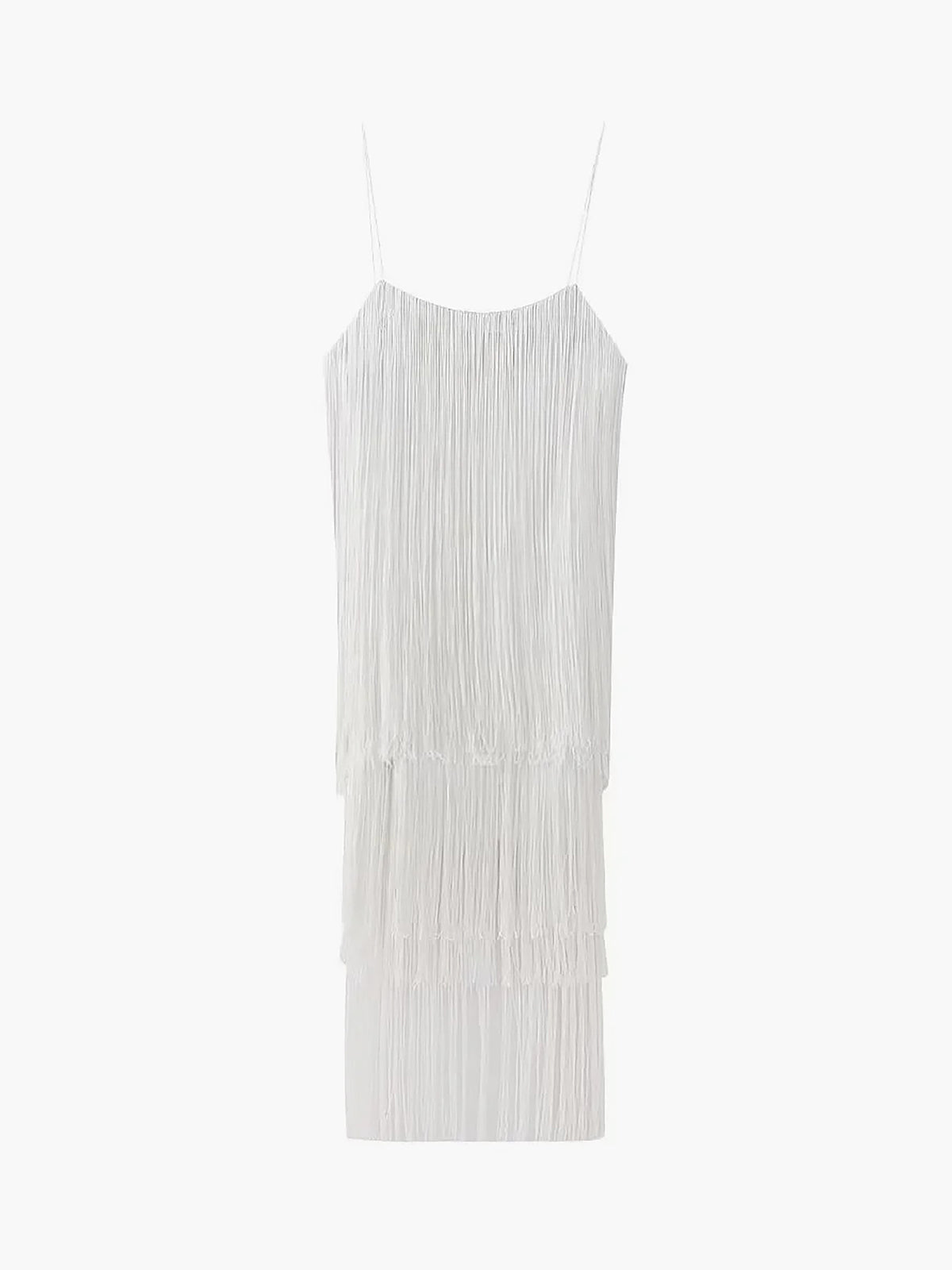 Florence Fringed Open Back Short Dress White