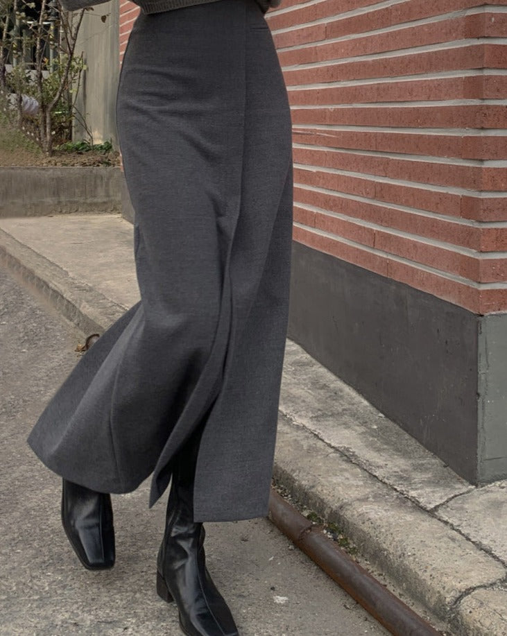 She's Effortless Slit Maxi Skirt Grey