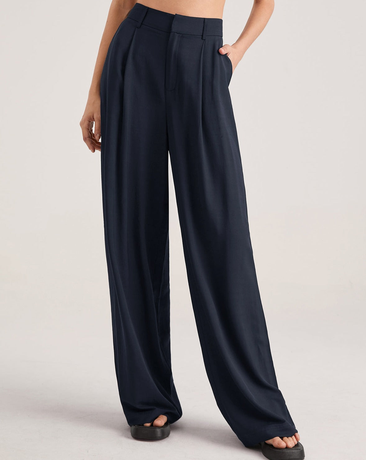 Oversized High Waisted Pleat Front Trousers Canglan