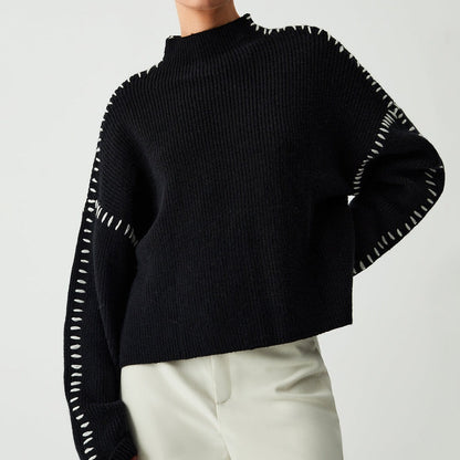 Shift The Focus Oversized Mock Neck Sweater Black