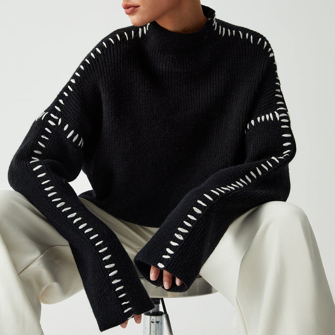 Shift The Focus Oversized Mock Neck Sweater