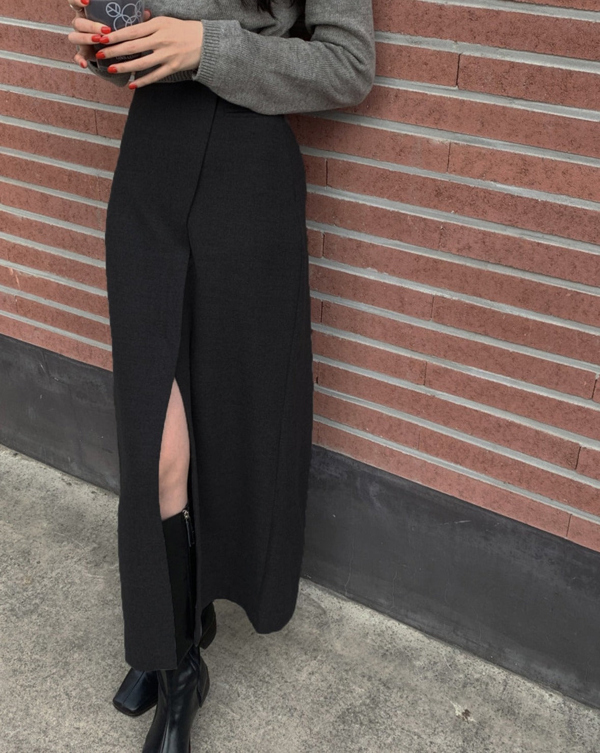 She's Effortless Slit Maxi Skirt Black