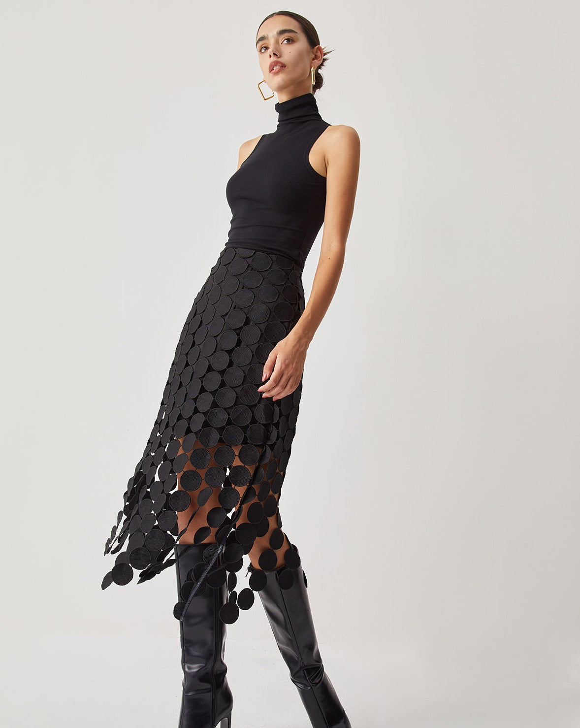 Laser Cut Multi Circle Double Layered Skirt