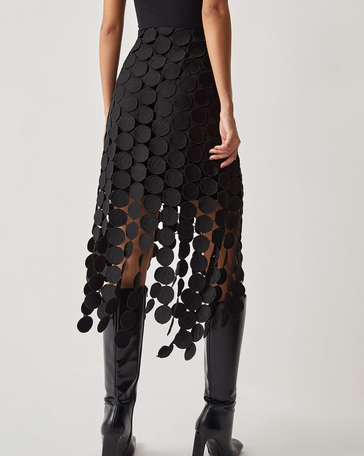 Laser Cut Multi Circle Double Layered Skirt