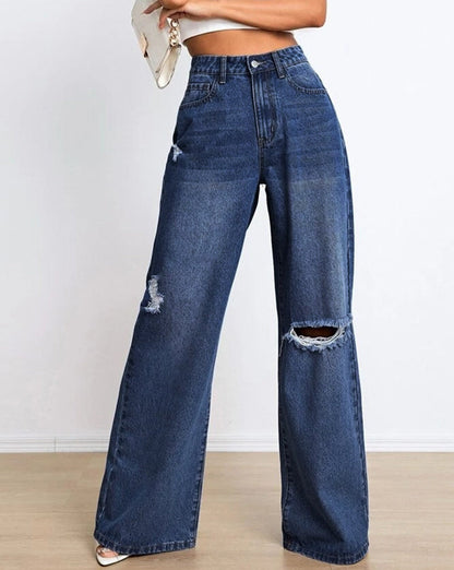 Distressed Details Denim Boyfriend Jeans