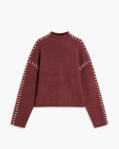 Shift The Focus Oversized Mock Neck Sweater Red