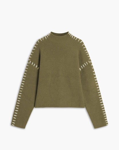 Shift The Focus Oversized Mock Neck Sweater ArmyGreen