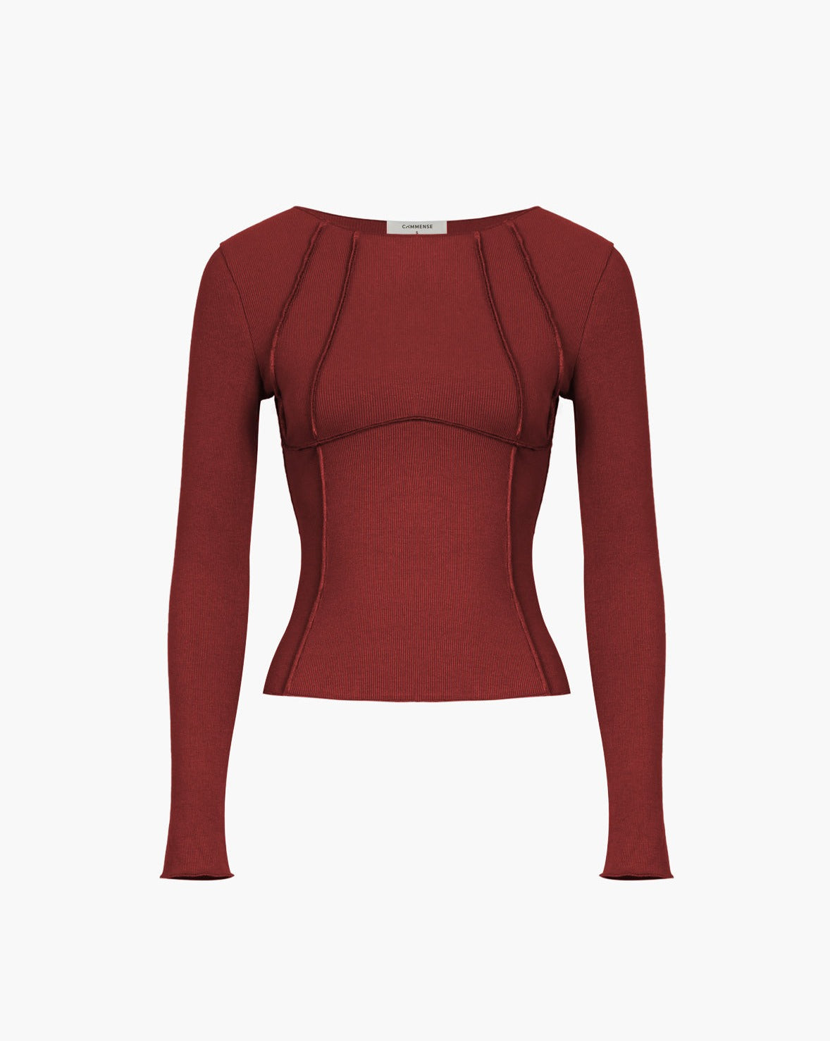 Basic Piping Long Sleeve Top Red