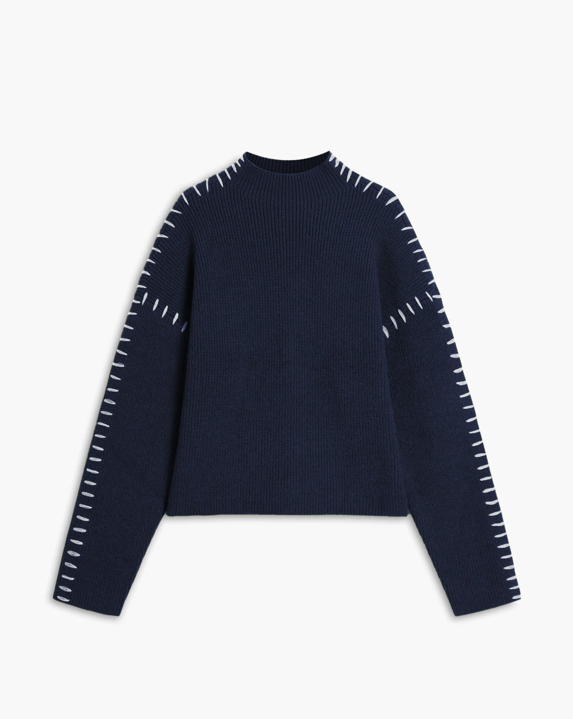 Shift The Focus Oversized Mock Neck Sweater Navy