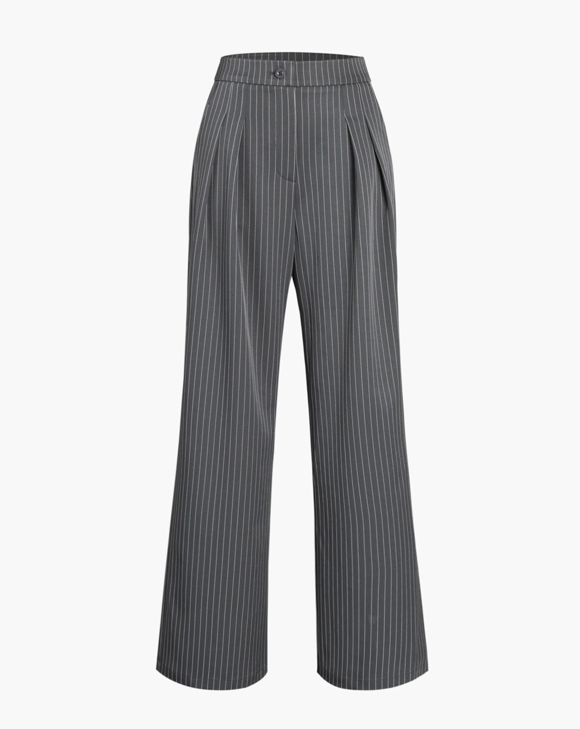 Pinstripe Pleated Wide Leg Dress Pants Grey