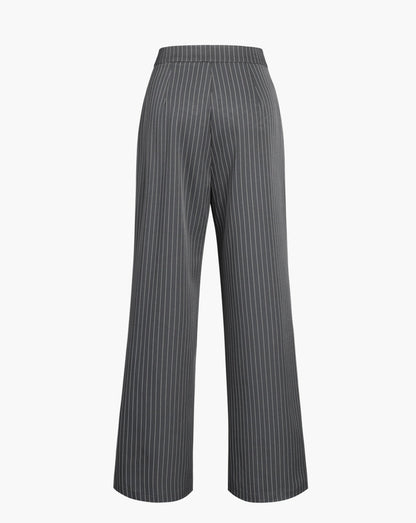 Pinstripe Pleated Wide Leg Dress Pants