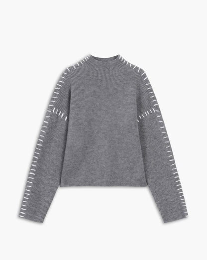 Shift The Focus Oversized Mock Neck Sweater Light Grey