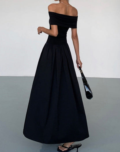 Frenchy Solid Off-Shoulder Long Dress