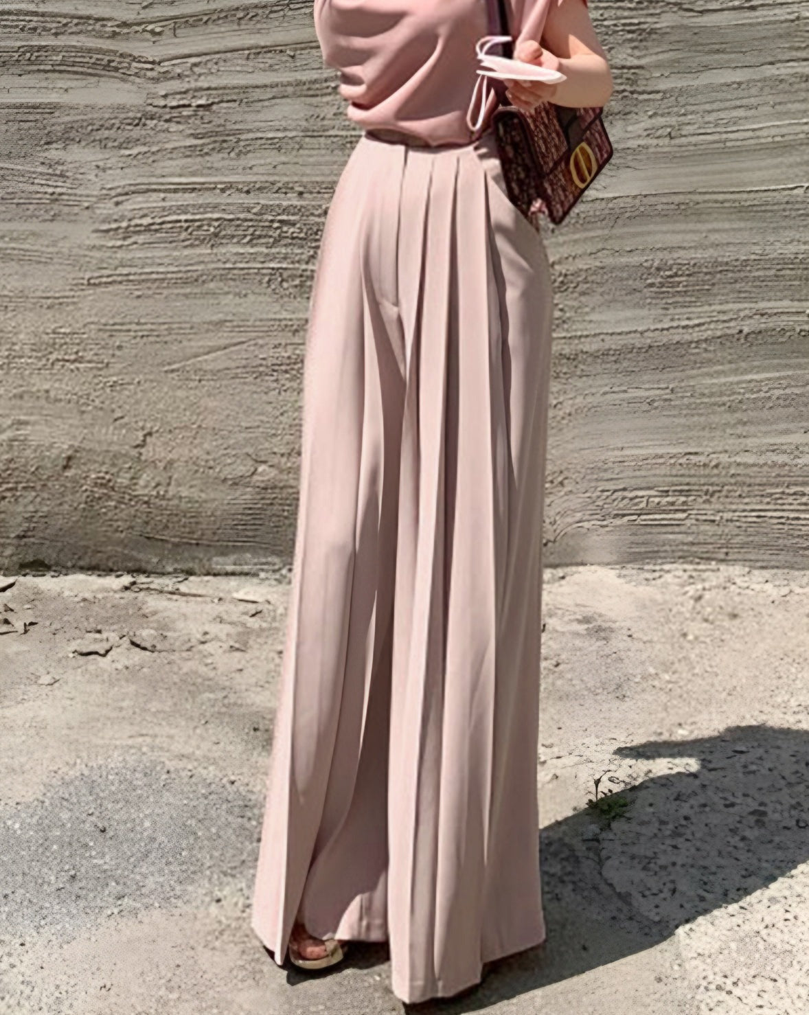 Pleated High Waist Wide Leg Pants