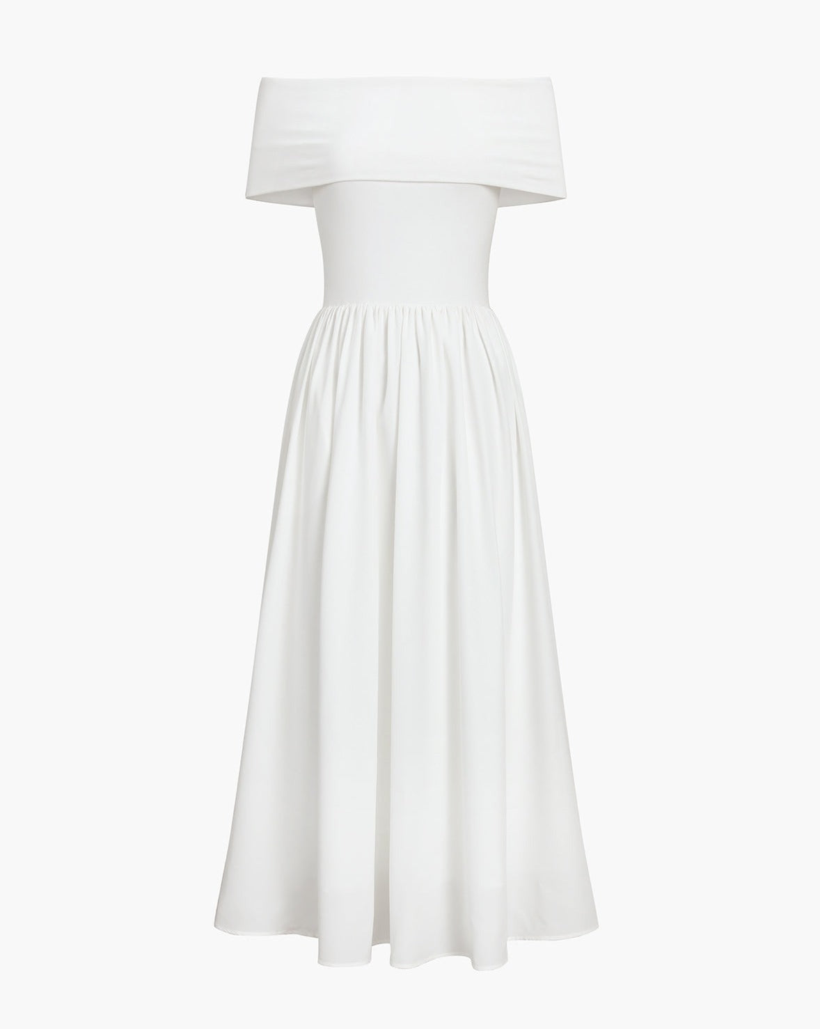 Frenchy Solid Off-Shoulder Long Dress White