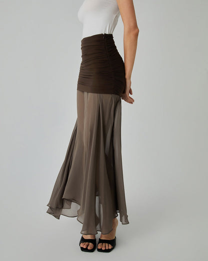 Net Chiffon Patchwork Maxi Skirt